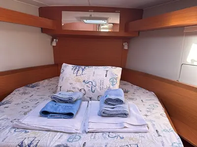 Cabin on Esperanza, a Dufour 430 GL sailboat at Marmaris, Turkey