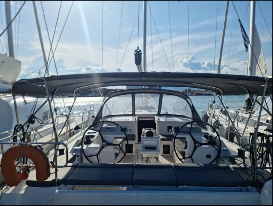 Cockpit of AF-C45VOL, a Bavaria C45 sailboat at Volos Municipality, Greece