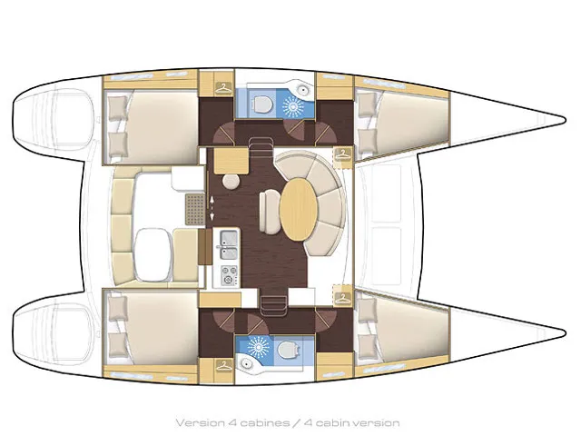 Floor plan of AF-L380(II), a Lagoon 380 catamaran at Municipal Unit of Lefkada, Greece
