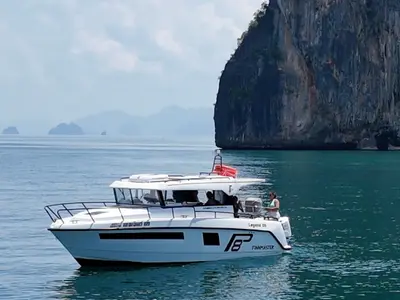 Finnmaster, a Finnmaster Finnmaster Pilot 8 motorboat at Rawai, Thailand