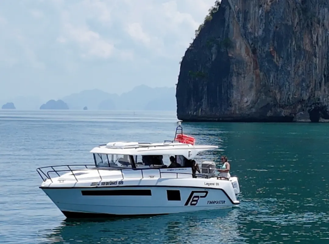 Finnmaster, a Finnmaster Finnmaster Pilot 8 motorboat at Rawai, Thailand