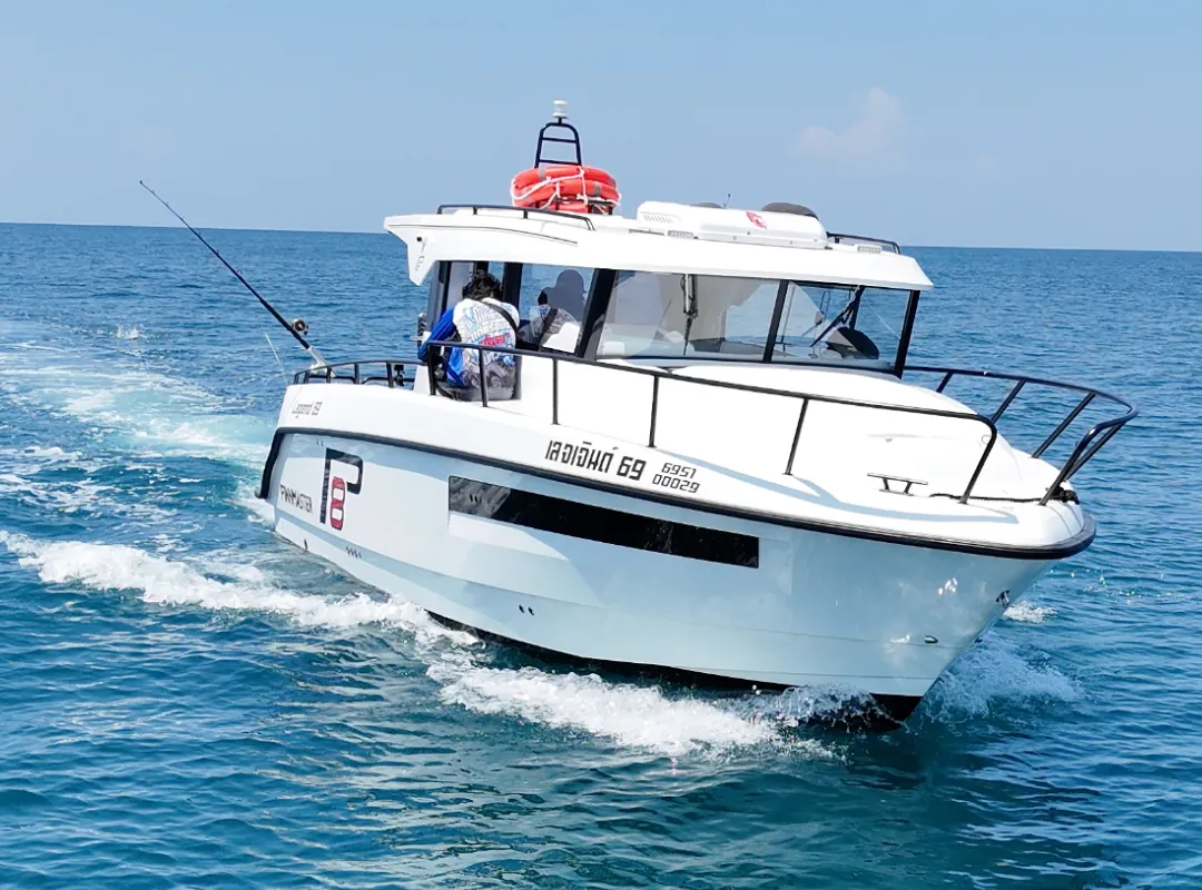 Finnmaster, a Finnmaster Finnmaster Pilot 8 motorboat at Rawai, Thailand