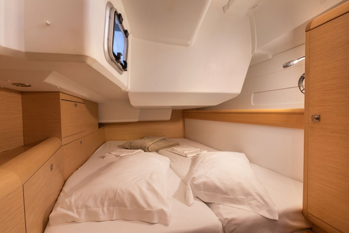Cabin on Chandra - Standard line, a Jeanneau Sun Odyssey 479 sailboat at Olbia, Italy