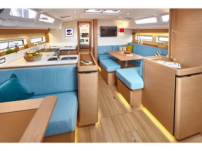 Salon of Etheria, a Jeanneau Sun Odyssey 490 sailboat at Keramoti, Greece
