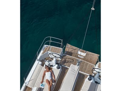 Deck of Etheria, a Jeanneau Sun Odyssey 490 sailboat at Keramoti, Greece