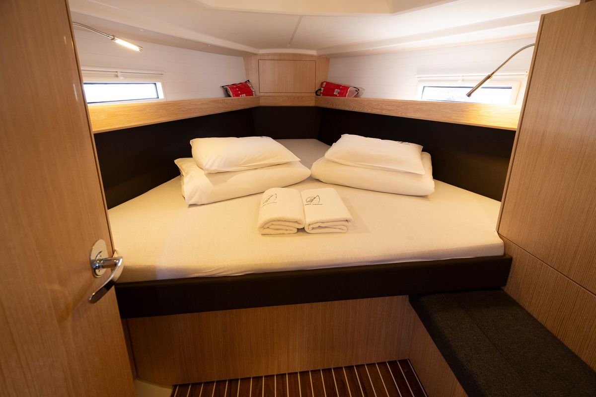 Cabin on FORTUNATA, a Bavaria Cruiser 37 Style sailboat at Zadar, Croatia