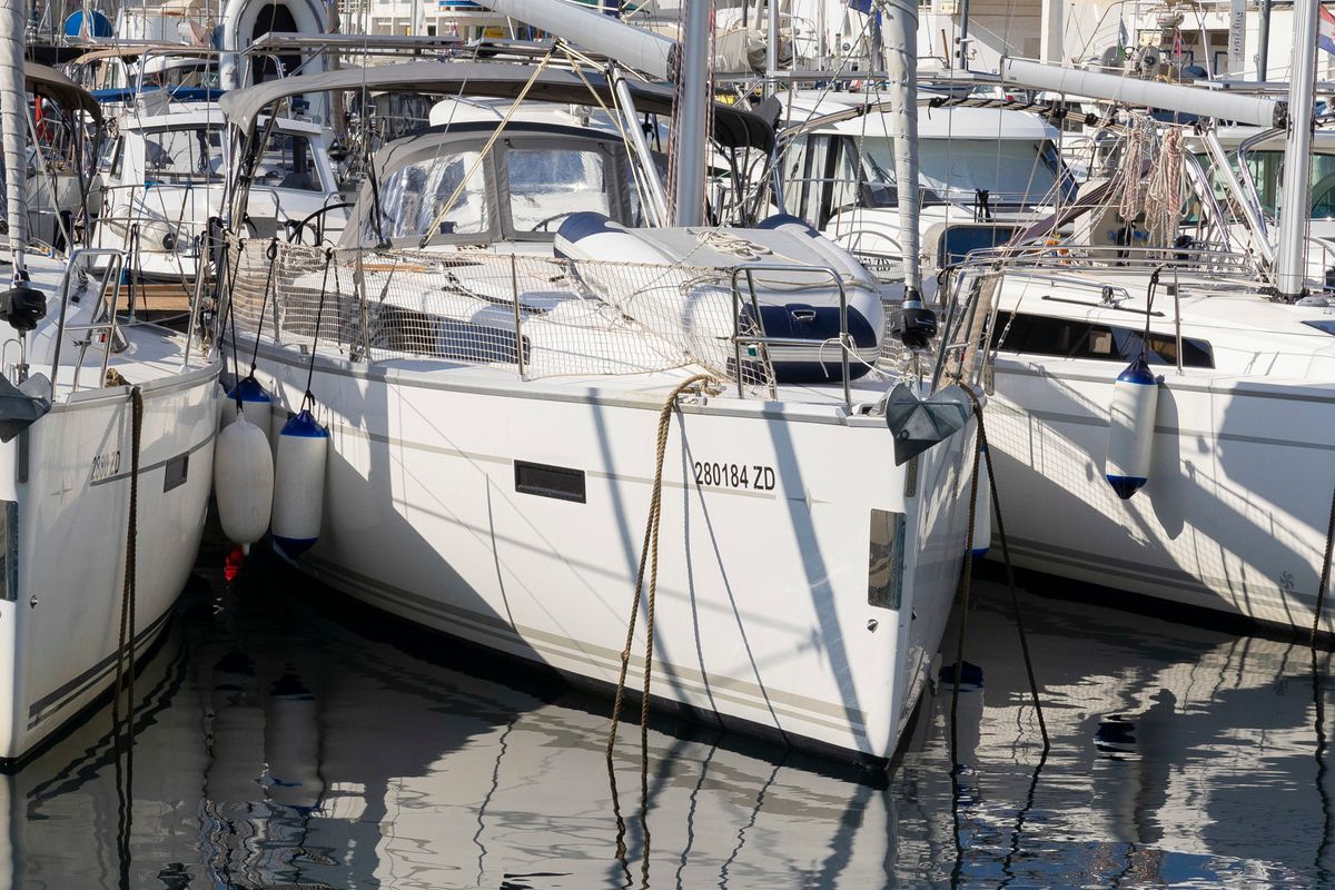 Exterior view of FORTUNATA, a Bavaria Cruiser 37 Style sailboat at Zadar, Croatia