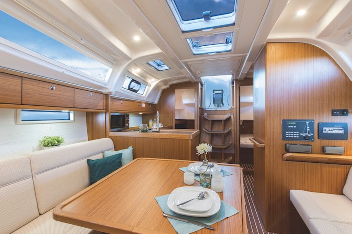 Salon of FORTUNATA, a Bavaria Cruiser 37 Style sailboat at Zadar, Croatia