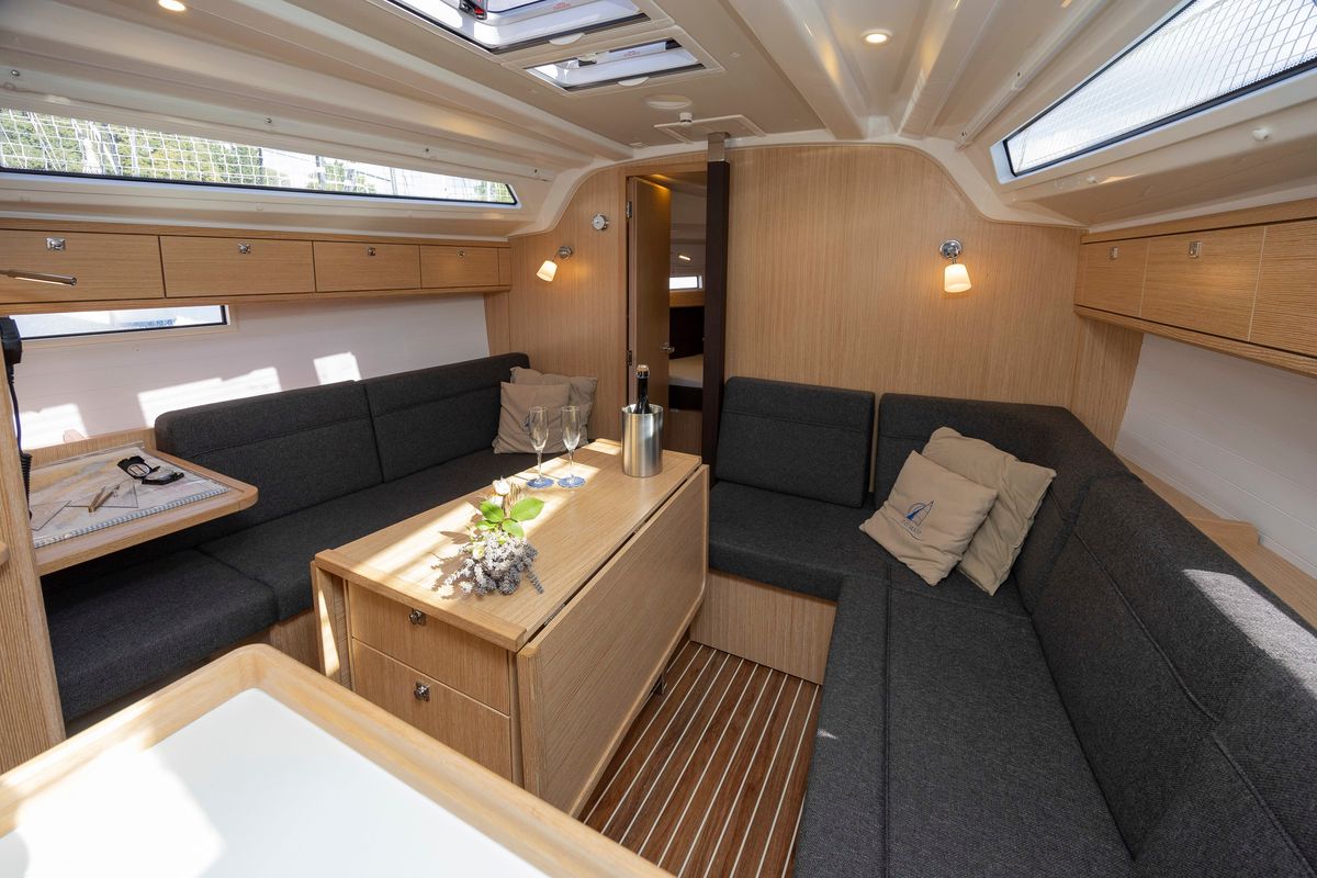 Salon of FORTUNATA, a Bavaria Cruiser 37 Style sailboat at Zadar, Croatia