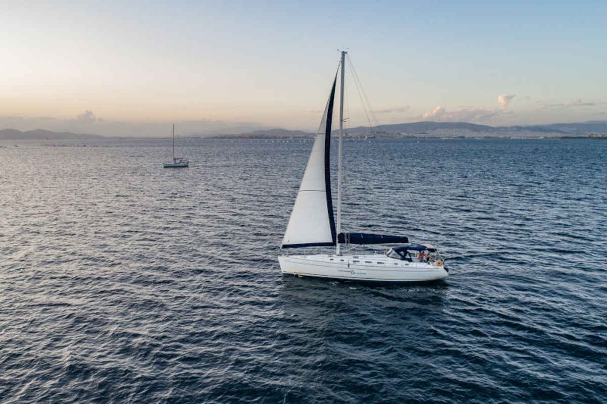 Exterior view of Azzuro, a Beneteau Cyclades 50.5 sailboat at Athens, Greece