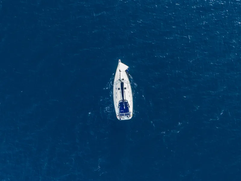 Exterior view of Azzuro, a Beneteau Cyclades 50.5 sailboat at Athens, Greece