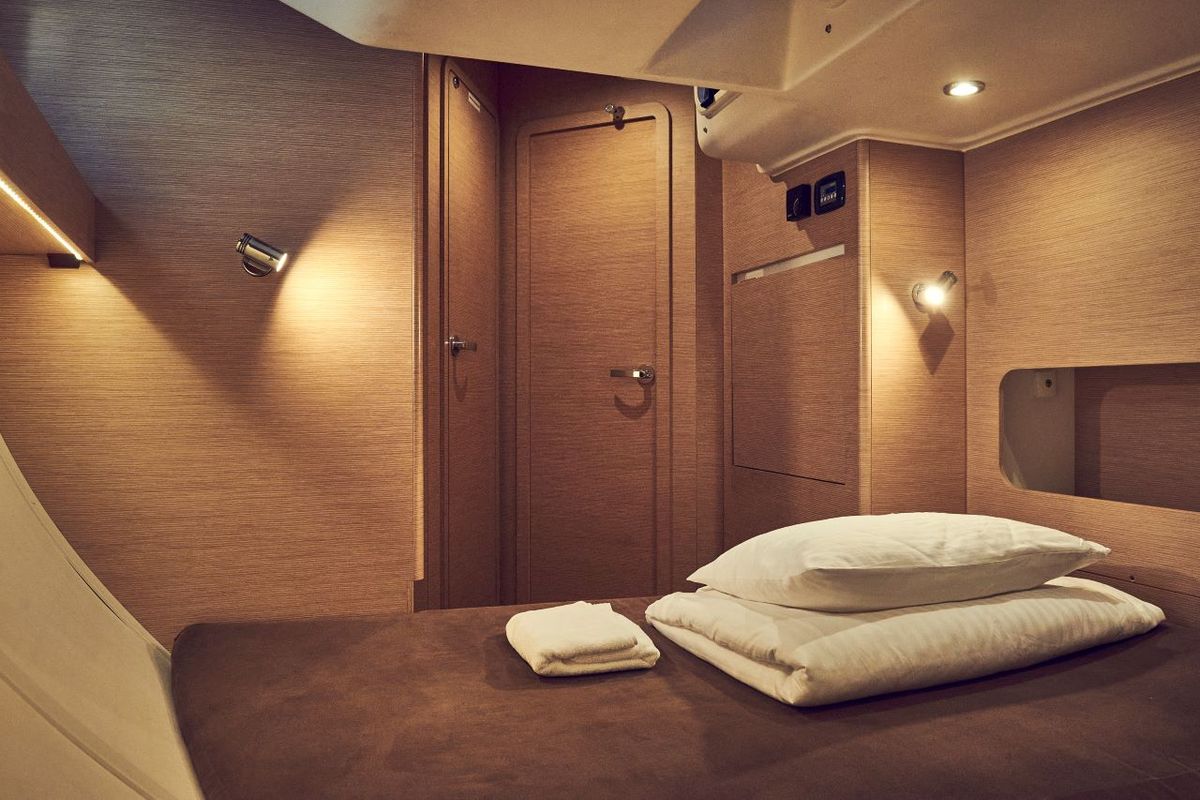 Cabin on Friends, a Elan Impression 50 sailboat at Grad Pula, Croatia
