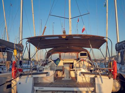 Cockpit of Friends, a Elan Impression 50 sailboat at Grad Pula, Croatia