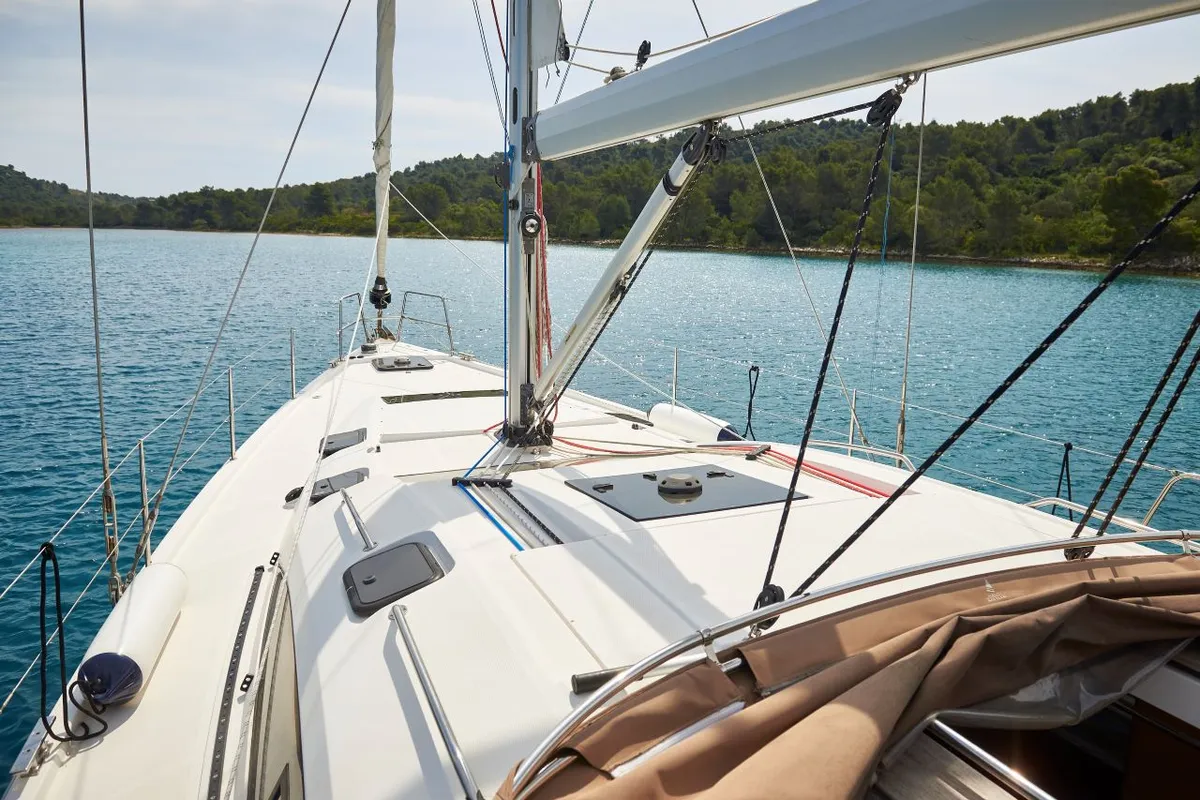 Deck of Friends, a Elan Impression 50 sailboat at Grad Pula, Croatia