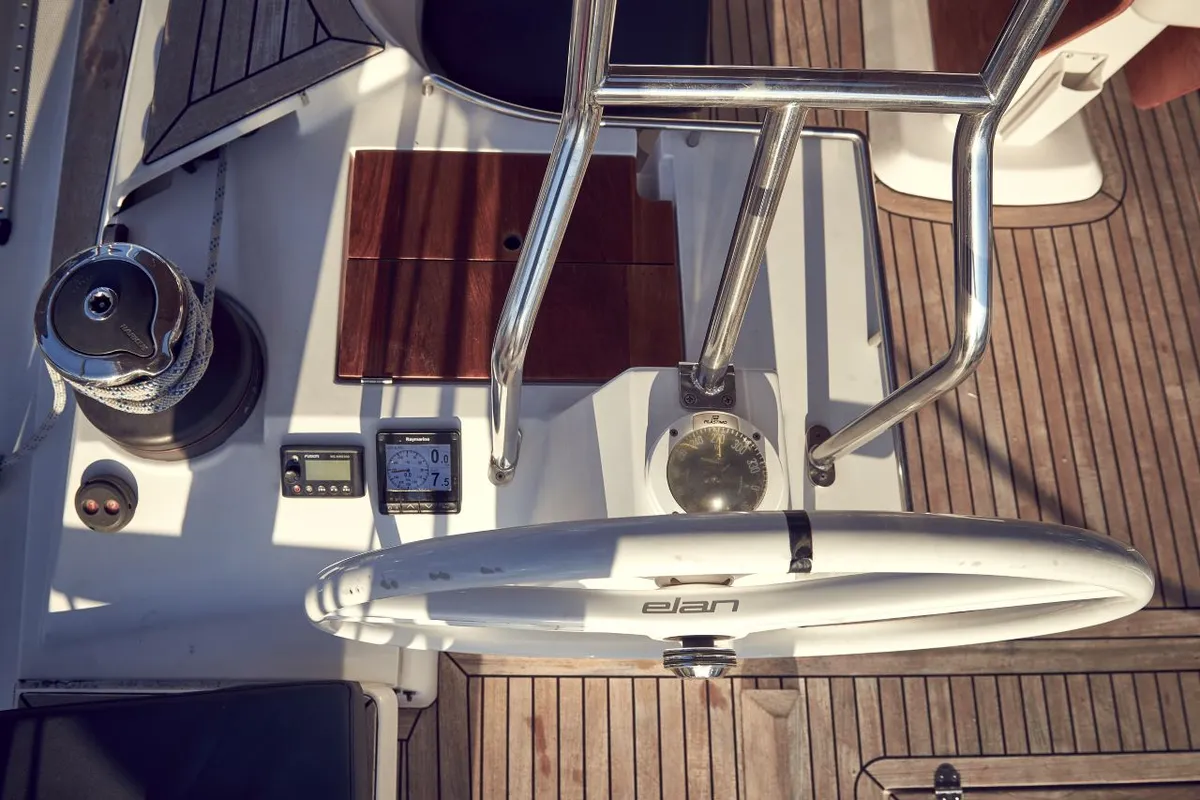 Cockpit of Friends, a Elan Impression 50 sailboat at Grad Pula, Croatia