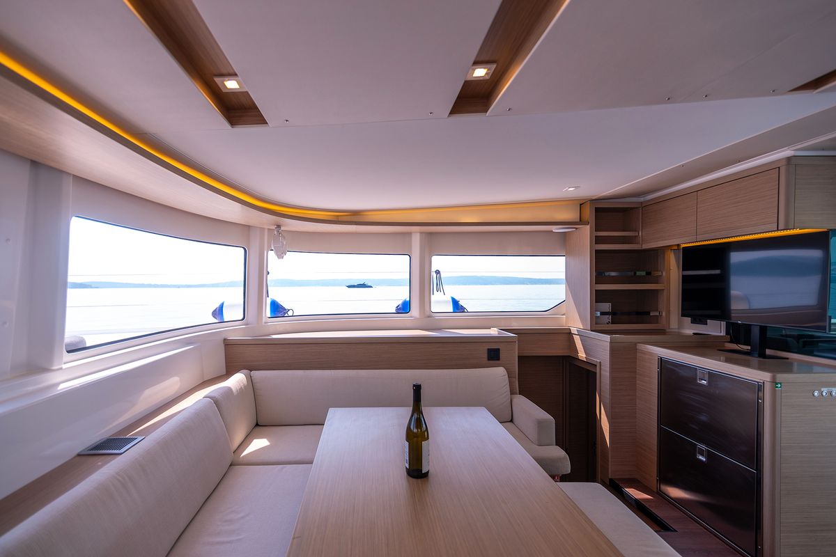 Salon of Felix, a Lagoon 46 catamaran at Grad Kaštela, Croatia