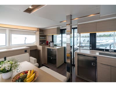 Salon of Felix, a Lagoon 46 catamaran at Grad Kaštela, Croatia
