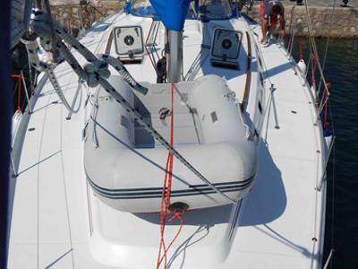 Deck of Alegria, a Beneteau Cyclades 50.5 sailboat at Municipal Unit of Nea Peramos, Greece