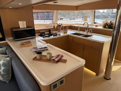 Galley of Libera, a Bali 5.2 catamaran at Tonnarella, Italy