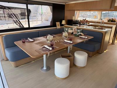Salon of Libera, a Bali 5.2 catamaran at Tonnarella, Italy
