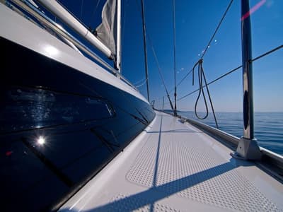 Deck of MH 60, a Bavaria Cruiser 41 sailboat at Murter, Croatia