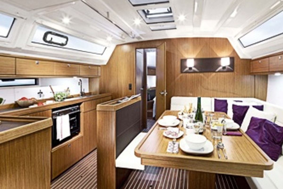 Salon of Five, a Bavaria Cruiser 46 sailboat at Fisksätra, Sweden