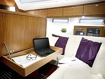Salon of Five, a Bavaria Cruiser 46 sailboat at Fisksätra, Sweden