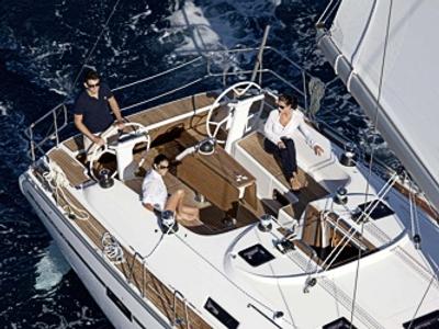 Deck of Five, a Bavaria Cruiser 46 sailboat at Fisksätra, Sweden