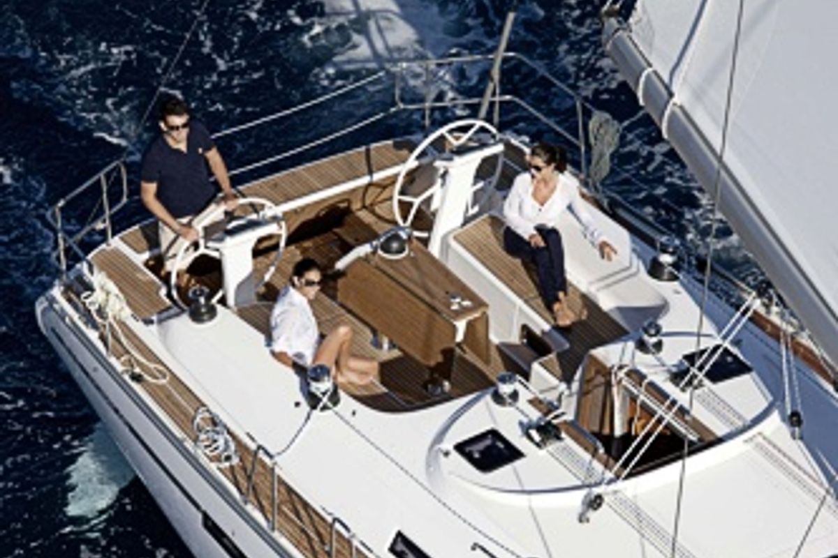 Deck of Five, a Bavaria Cruiser 46 sailboat at Fisksätra, Sweden