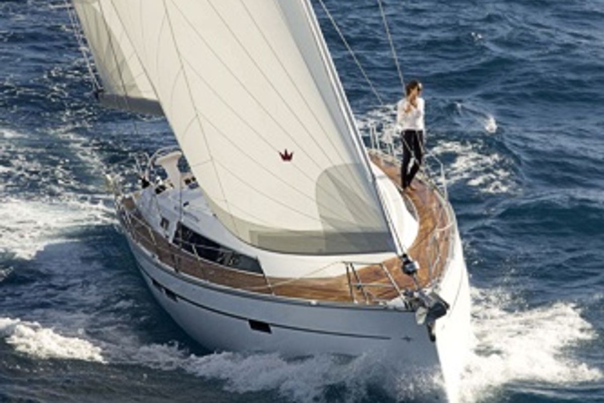 Exterior view of Five, a Bavaria Cruiser 46 sailboat at Fisksätra, Sweden