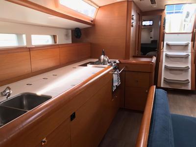 Galley of Alboran Prosecco (Cabo Verde), a Jeanneau Sun Odyssey 519 sailboat at Murdeira, Cape Verde
