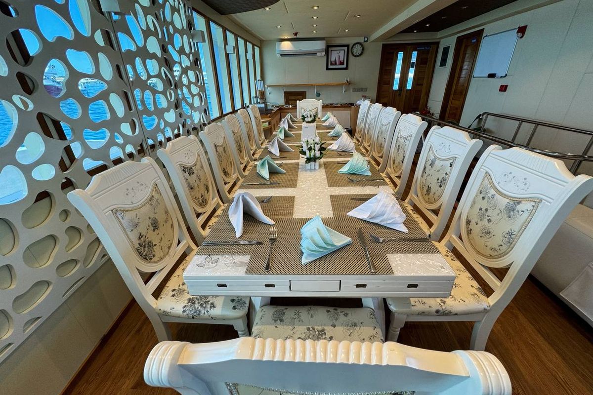 Salon of North Seven Liveaboard, a Custom Made North Seven yacht at Malé, Maldives