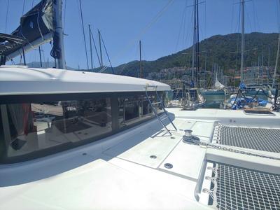 Deck of Leo, a Lagoon 40 catamaran at Fethiye, Turkey