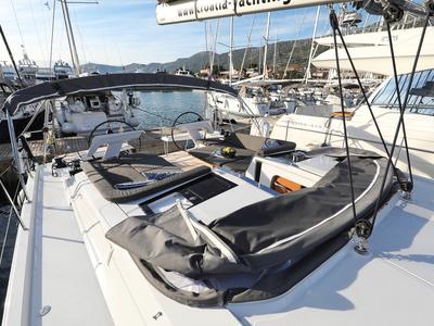 Deck of Nami, a Hanse Yachts Hanse 460 sailboat at Grad Kaštela, Croatia