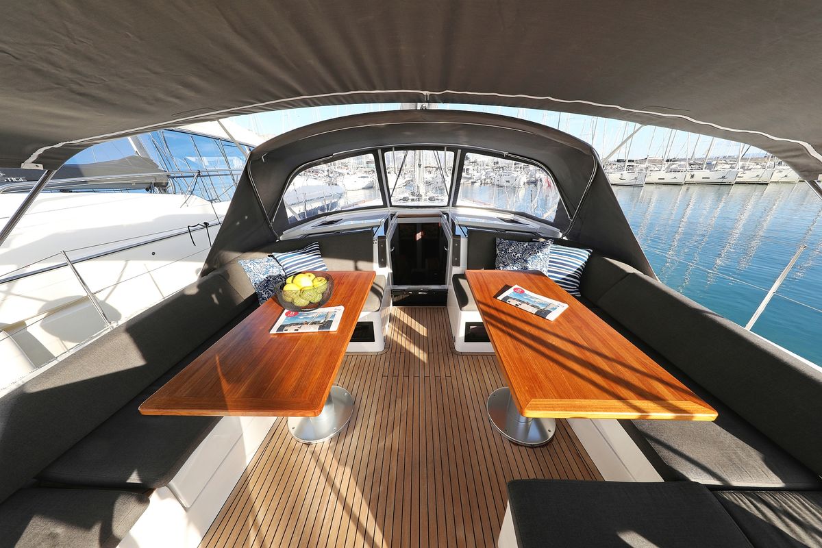 Cockpit of Nami, a Hanse Yachts Hanse 460 sailboat at Grad Kaštela, Croatia