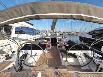 Cockpit of Nami, a Hanse Yachts Hanse 460 sailboat at Grad Kaštela, Croatia