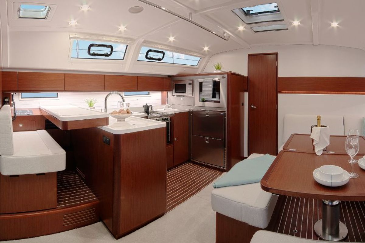 Galley of Konstantinos II, a Bavaria Cruiser 51 sailboat at Municipal Unit of Lefkada, Greece
