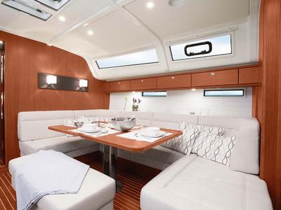 Salon of Konstantinos II, a Bavaria Cruiser 51 sailboat at Municipal Unit of Lefkada, Greece