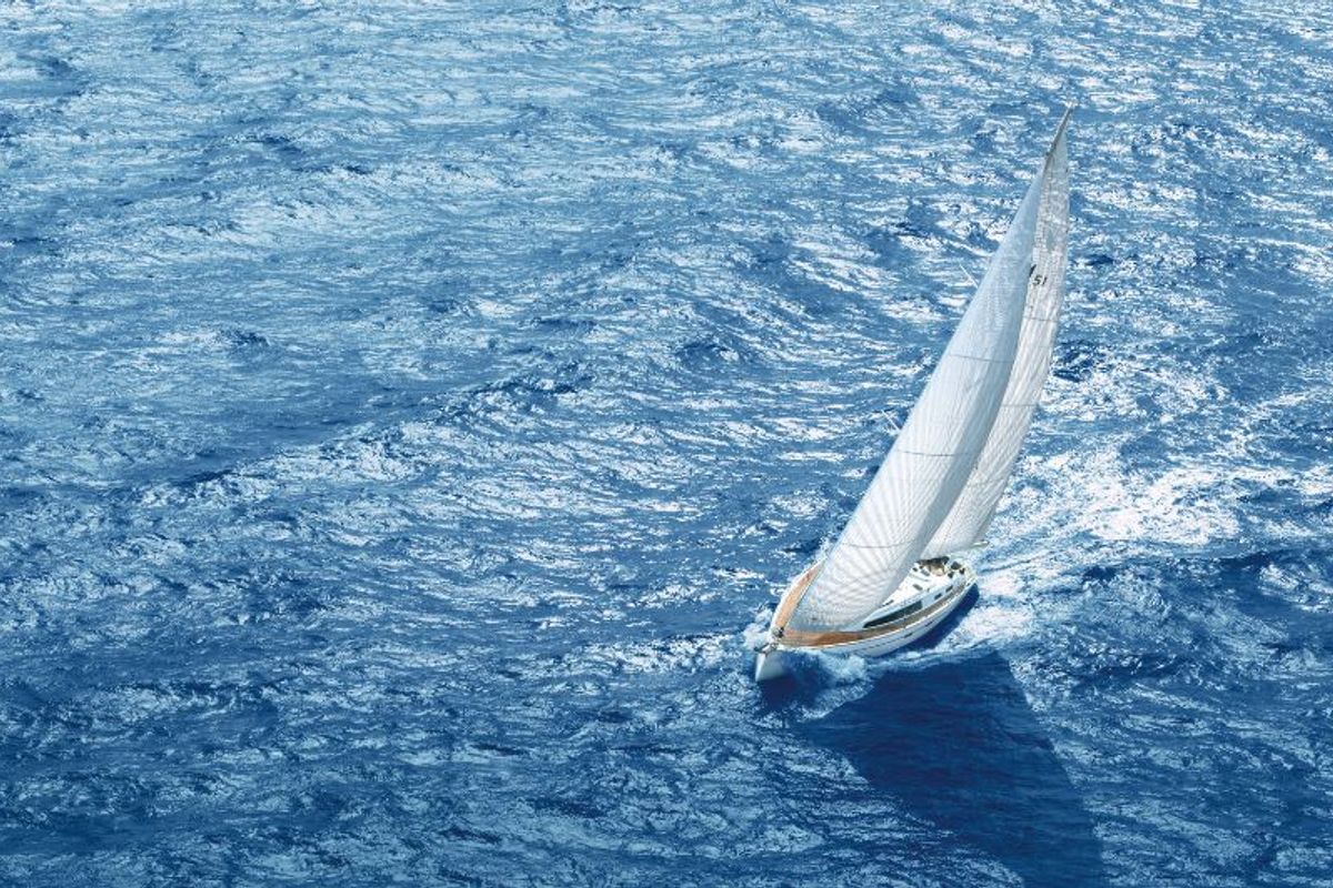 Exterior view of Konstantinos II, a Bavaria Cruiser 51 sailboat at Municipal Unit of Lefkada, Greece