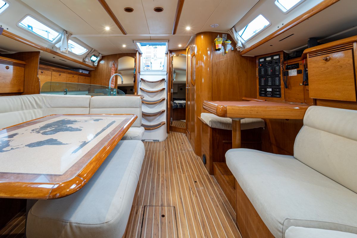 Salon of Tatanos, a Jeanneau Sun Odyssey 43  sailboat at Kavala, Greece