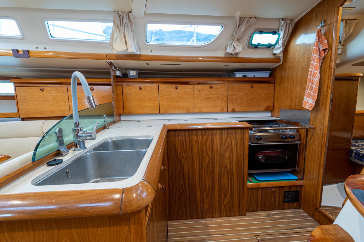 Galley of Tatanos, a Jeanneau Sun Odyssey 43  sailboat at Kavala, Greece