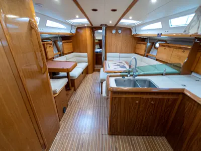 Salon of Tatanos, a Jeanneau Sun Odyssey 43  sailboat at Kavala, Greece