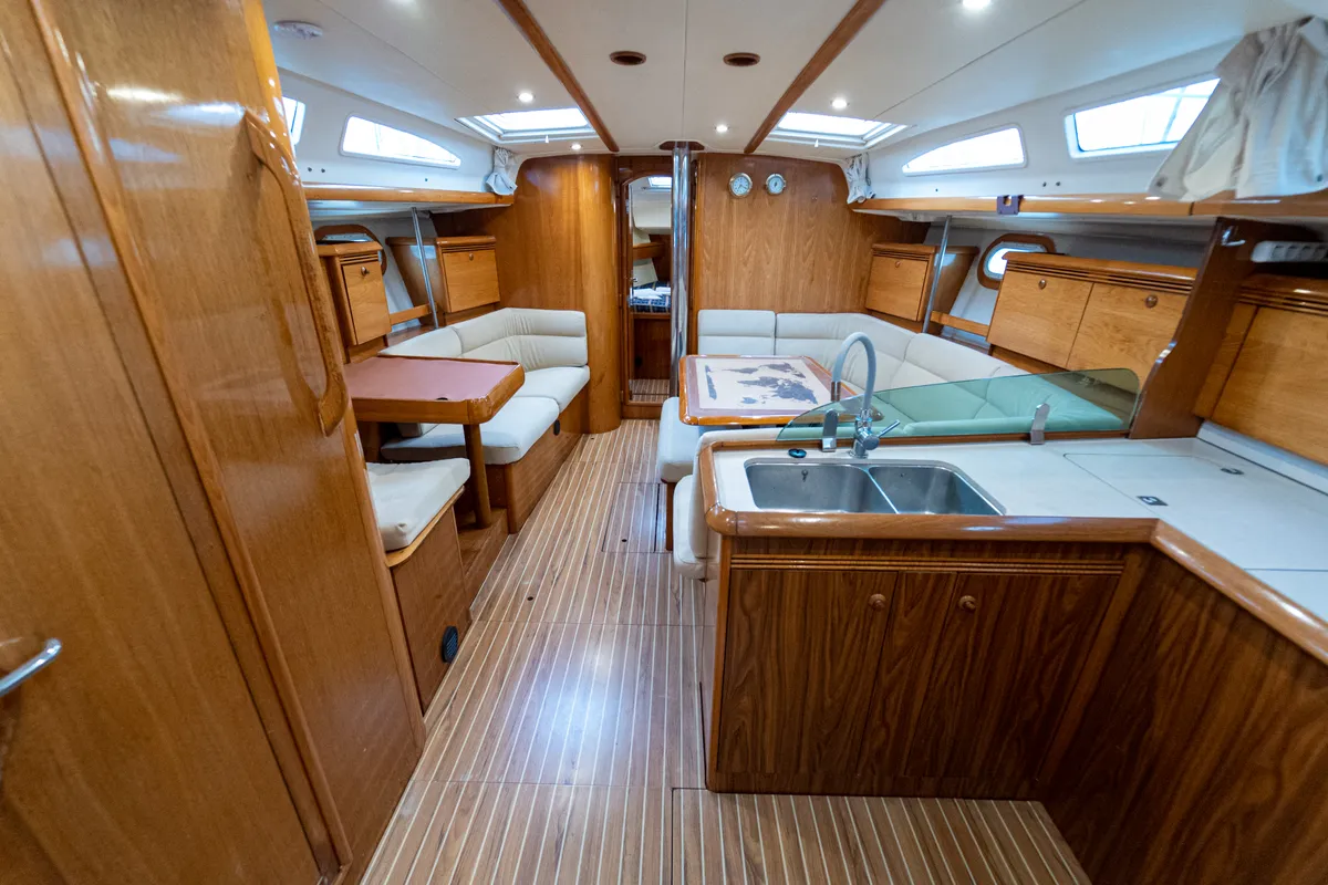Salon of Tatanos, a Jeanneau Sun Odyssey 43  sailboat at Kavala, Greece
