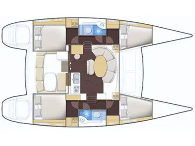 Floor plan of L380-17L, a Lagoon 380 catamaran at Municipal Unit of Lefkada, Greece