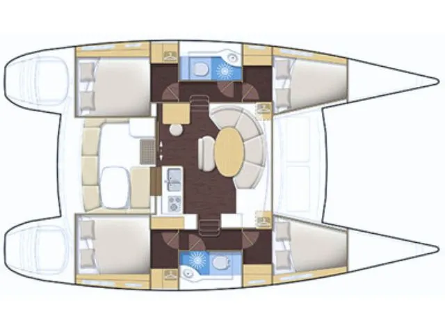 Floor plan of L380-17L, a Lagoon 380 catamaran at Municipal Unit of Lefkada, Greece