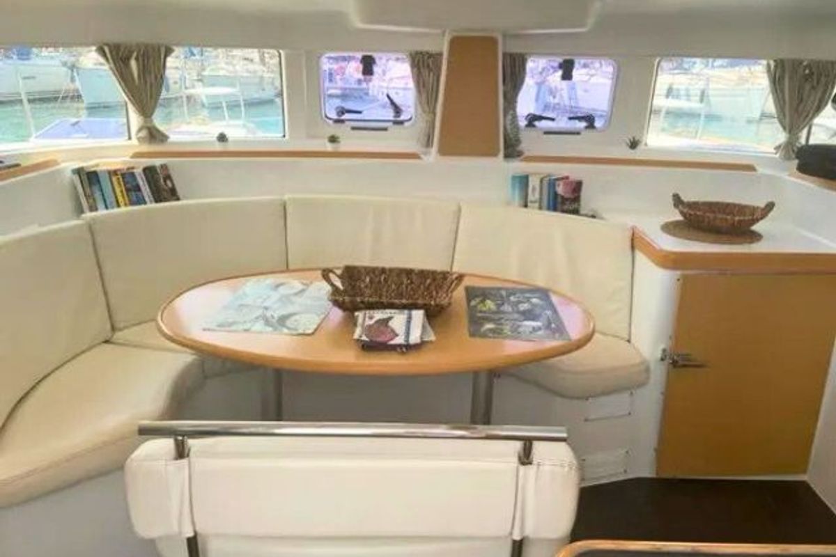 Salon of L380-17L, a Lagoon 380 catamaran at Municipal Unit of Lefkada, Greece