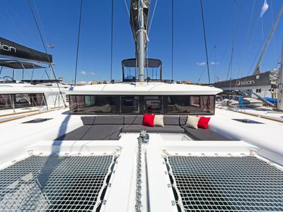 Deck of Thetis, a Lagoon 450 Fly catamaran at Municipal Unit of Rhodes, Greece