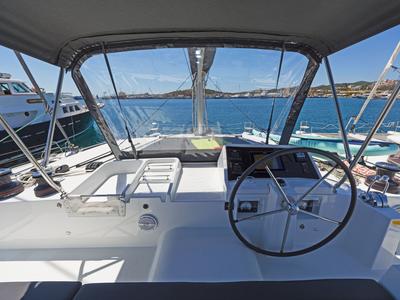 Cockpit of Thetis, a Lagoon 450 Fly catamaran at Municipal Unit of Rhodes, Greece