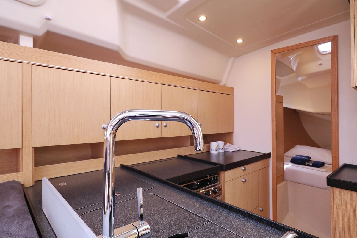 Galley of Susso, a Hanse Yachts Hanse 455 sailboat at Grad Biograd na Moru, Croatia