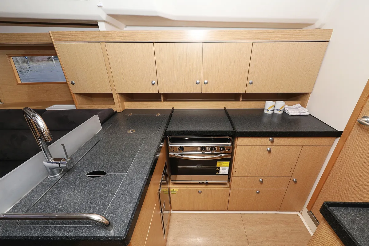 Galley of Susso, a Hanse Yachts Hanse 455 sailboat at Grad Biograd na Moru, Croatia